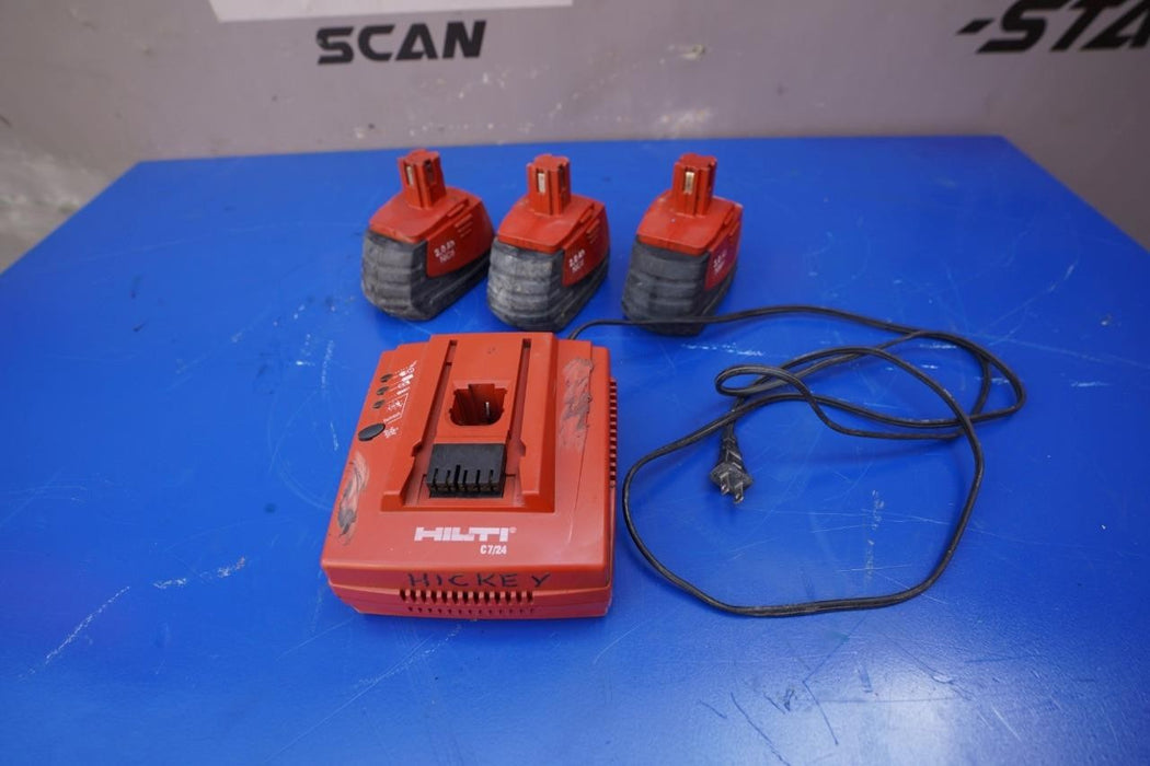Hilti C7/24 Charger and 3 batteries. Hammer Drill. SFB180, SFB185.  Works Fine.