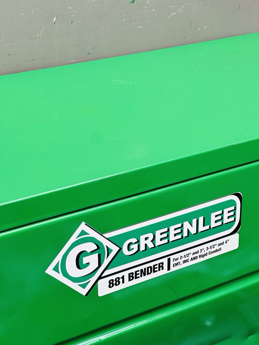 Greenlee 881 2 1/2 - 4” EMT IMC Rigid Conduit Pipe Bender + 1802 Table Warranty