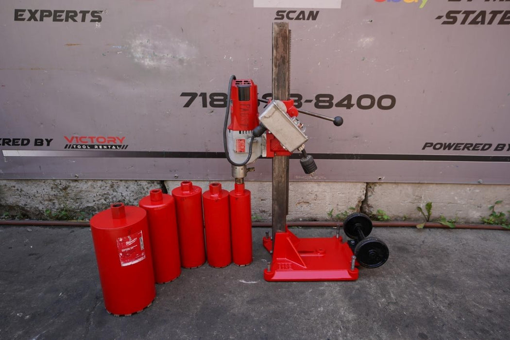 Milwaukee Core Drill Rig with Bits. 4" 5" 5 1/2" 6" 8". Works Fine.