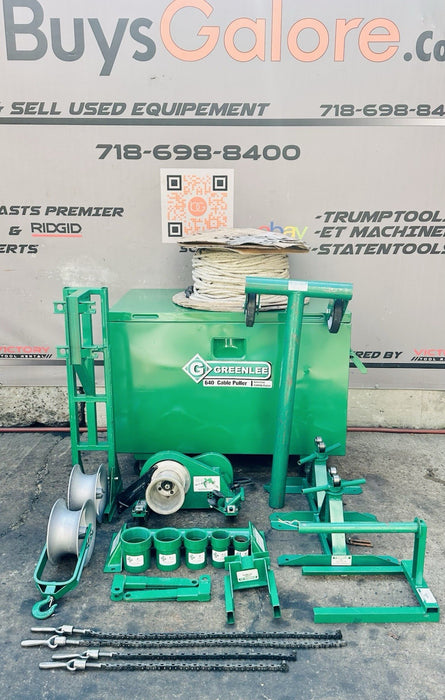 Greenlee 4000 lb 640 Wire Cable Tugger Puller, Late Model + Rope & Wire Stands!!
