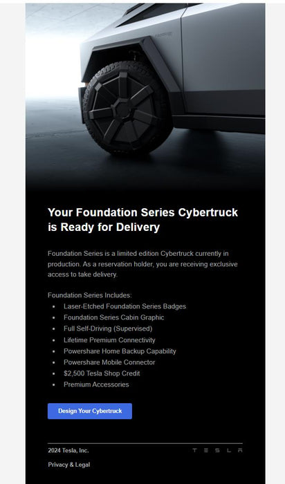 NEW READY TO ORDER! Tesla Cybertruck Foundation Series Reservation Aug-Sep