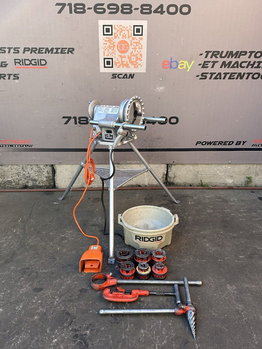 RIDGID 300 PIPE THREADING MACHINE + FOOT SWITCH , 12R DIES, OILER, REFURBISHED