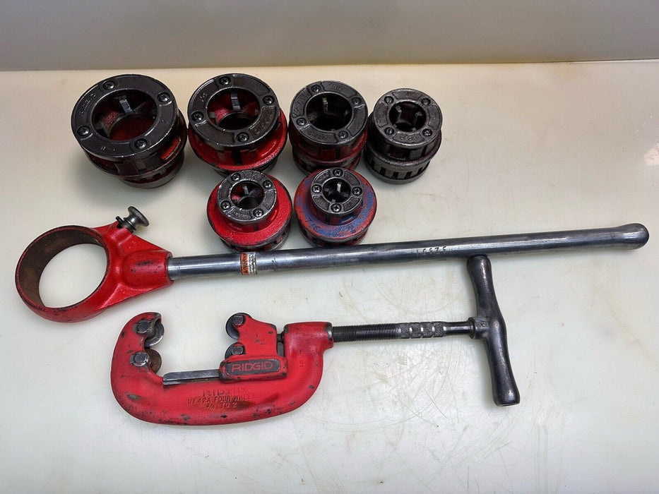 RIDGID 12-R Ratchet Pipe Threading Die Set 1/2" to 2" + Ratchet , Pipe Cutter #1