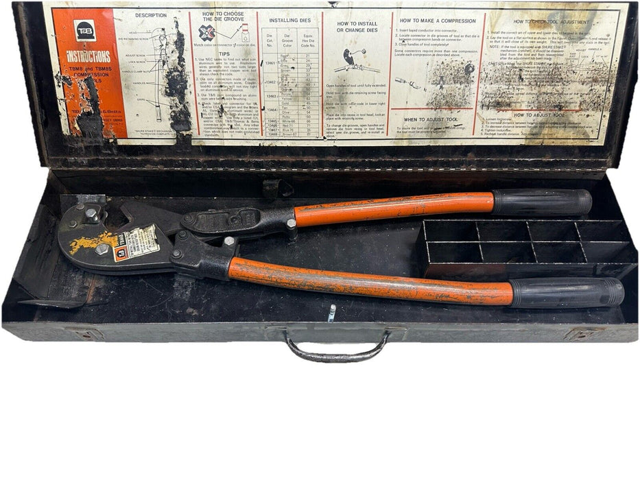 Thomas & Betts TBM8 Lug Compression Crimper with 9 Dies & Case