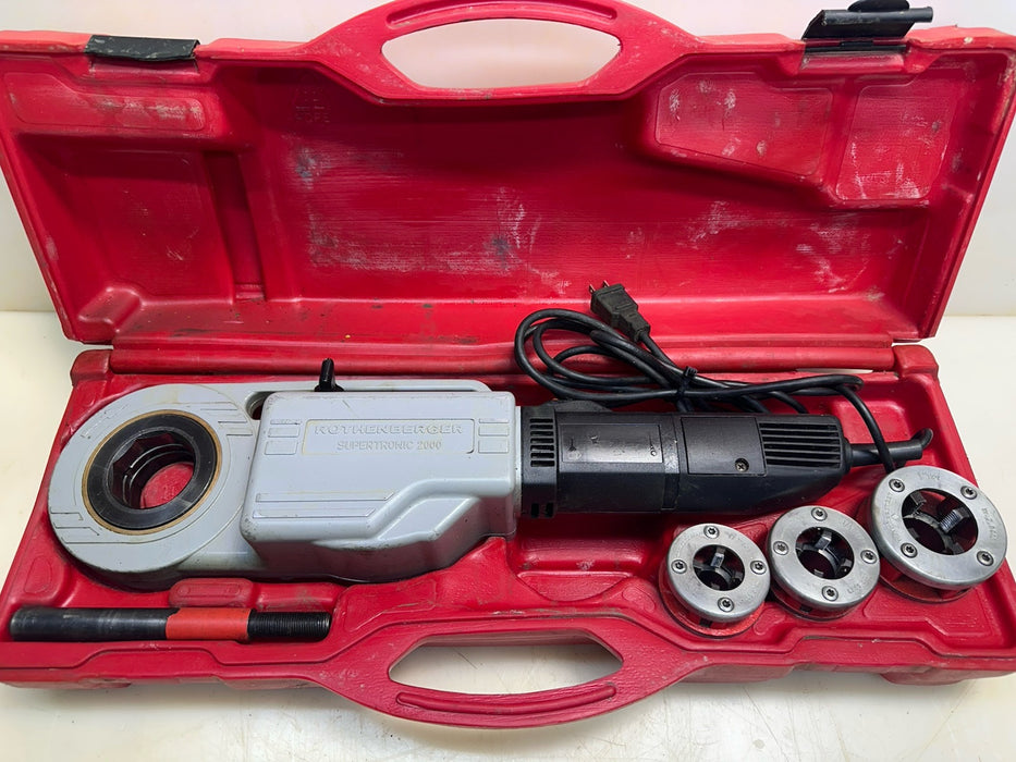ROTHENBERGER SUPERTRONIC 2000 PORTABLE POWER PIPE THREADER + 1/2”, 3/4”, 1” Dies