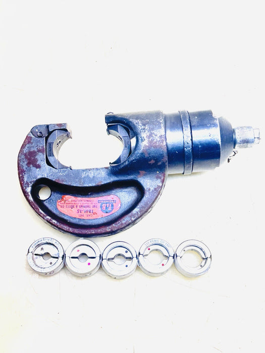 T&B Thomas & Betts TBM15 Hydraulic Crimper Head 15-Ton W/ 5 Burndy Crimping Dies