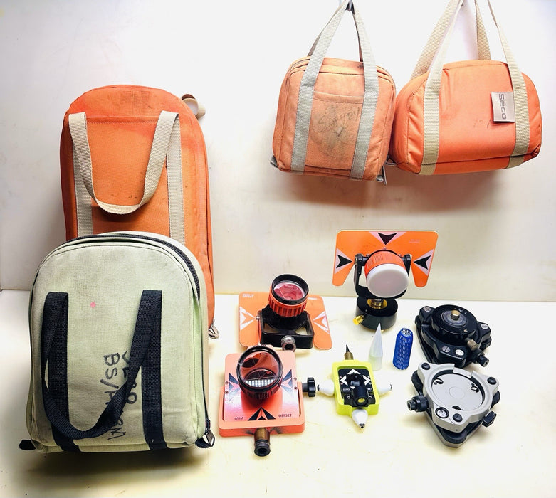 Lot Of Seco Survey Prism, Tribrach, Carrying Cases, Assorted Surveying Prism Lot