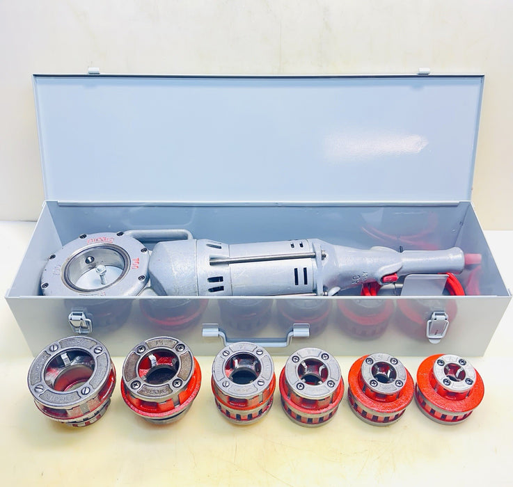RIDGID 700-T2 Pipe Threader w/ 12-R Die Set 1/2-2 & "NEW" Metal Case TESTED BG1
