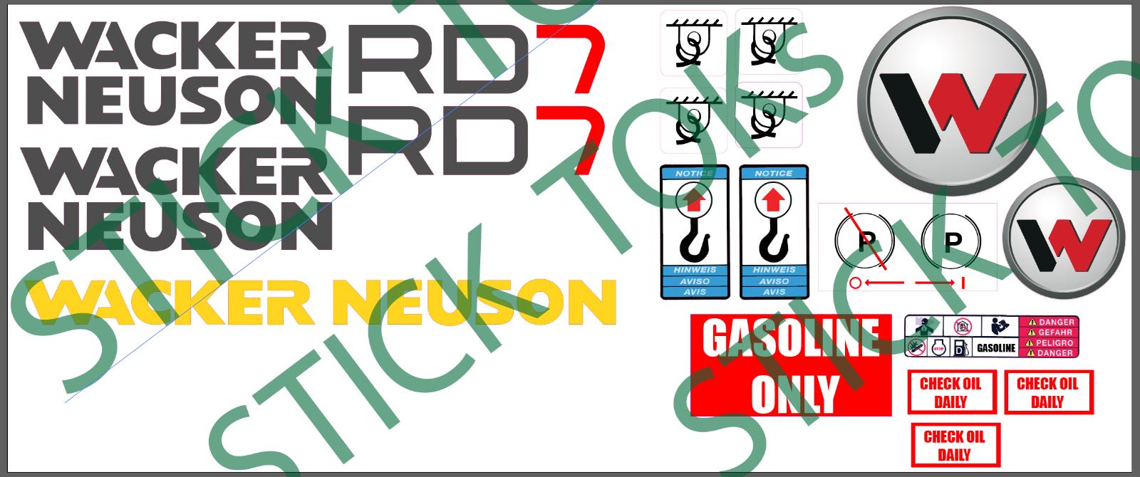 WACKER NEUSON RD7 HALF DECAL SHEET REPLICA