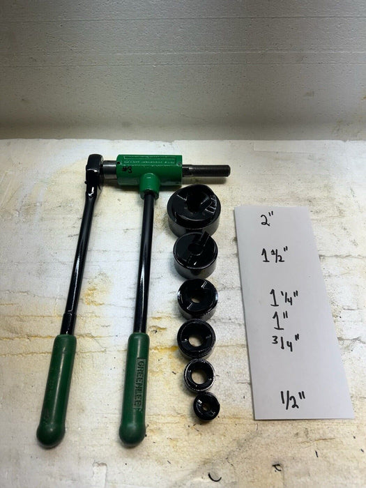 Greenlee Ratcheting Knockout Punch Driver Set 1/2" to 2" Conduit 1806