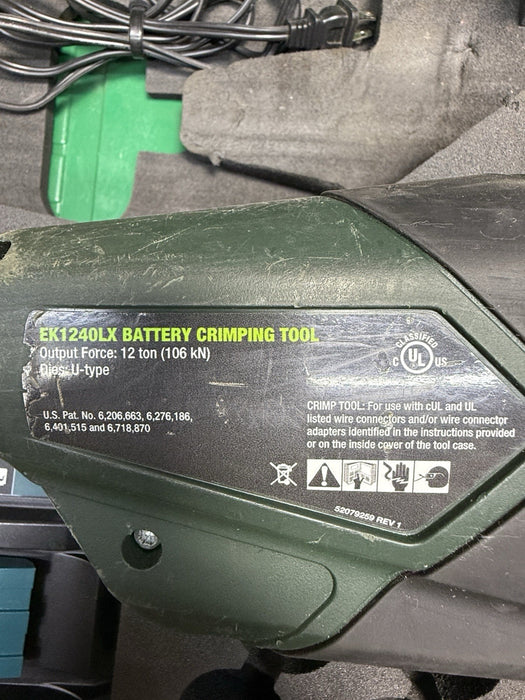 Greenlee Gator EK1240LX 12 Ton Cordless Battery Hydraulic Crimper w/ Batteries