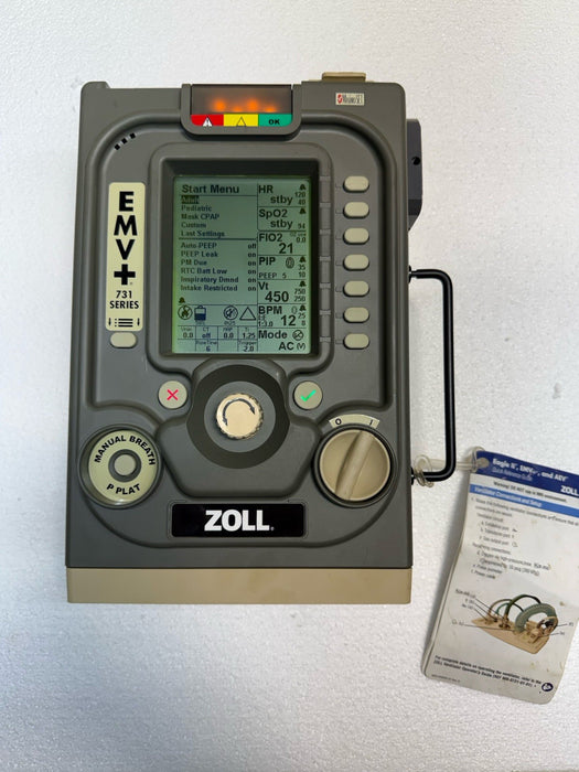 2019 Zoll Impact 731 EMV+ PATIENT MONITOR Uni-Vent Ventilator NEW BATT .02 HR
