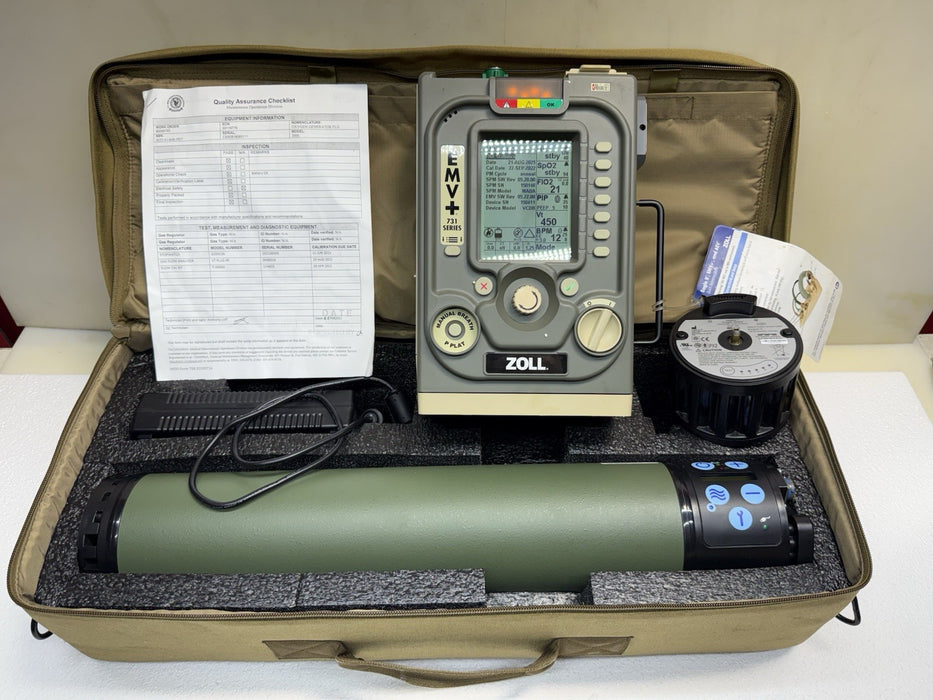 Zoll Impact 731 EMV+ PATIENT MONITOR NEW BATT & Caire Saros 3000 Oxygen SET