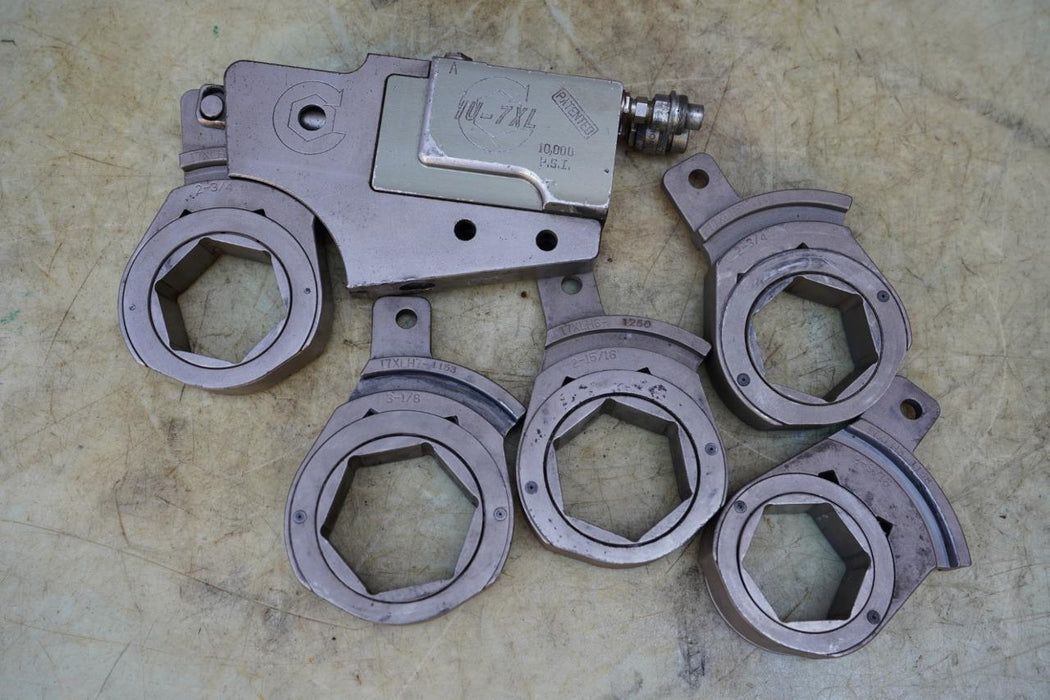 Torq Lite IU-7XL Hydraulic Low Clearance Wrench & Ratcheting Heads Great Set