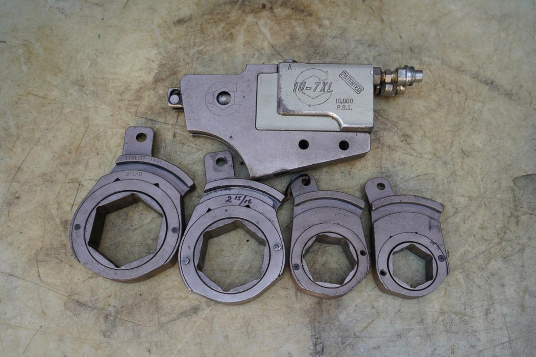 Torq Lite IU-7XL Hydraulic Low Clearance Wrench & Ratcheting Heads Great Set #3