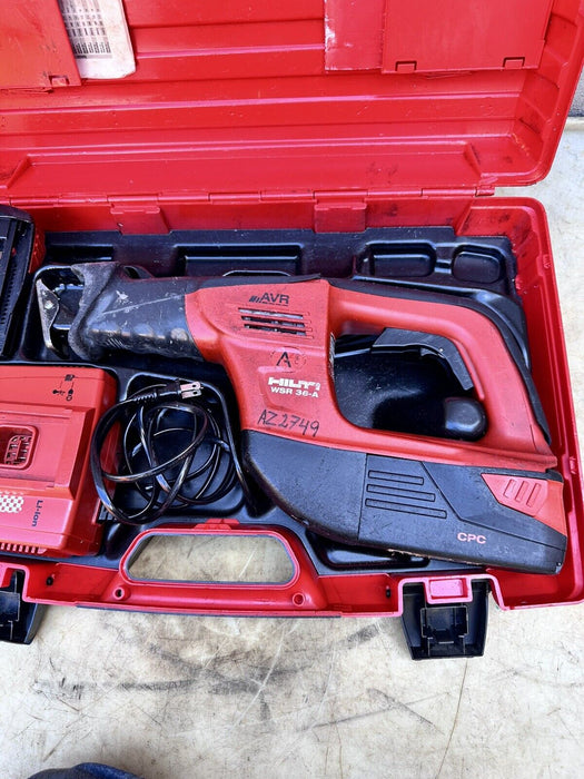 Hilti WSR 36A Cordless Reciprocating Saw + (2) 36v Batteries And Charger
