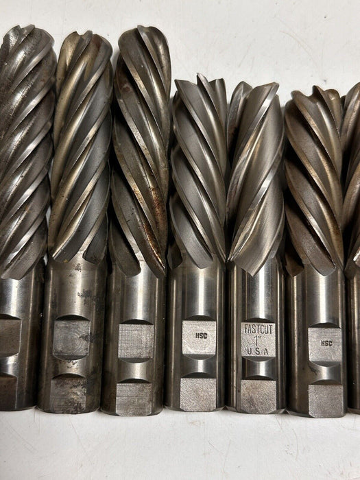LOT OF 10 ASSORTED END MILLS  1” X 3” X 5-1/4” And Bigger Made In USA