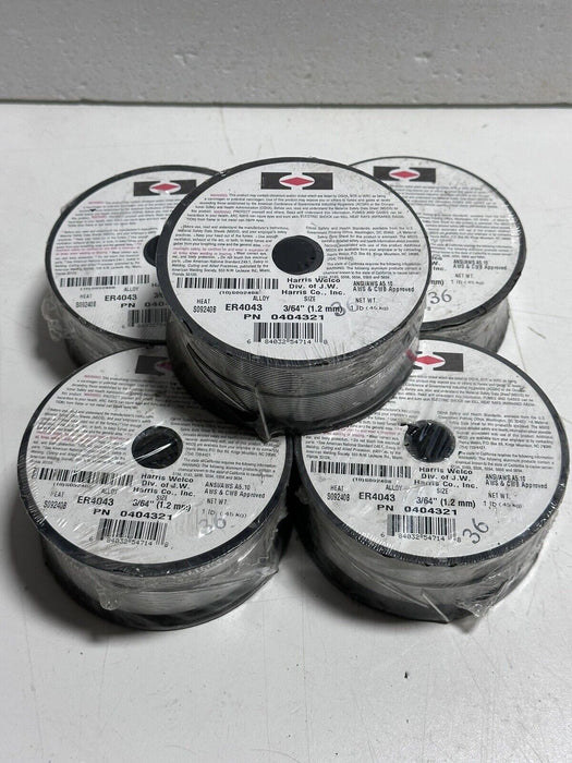 Lot of 5 Harris Welco ER4043 Mig Welding Wire 3/64 1.2 mm Aluminum NEW