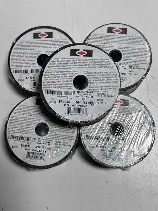 Lot of 5 Harris Welco ER4043 Mig Welding Wire 3/64 1.2 mm Aluminum NEW