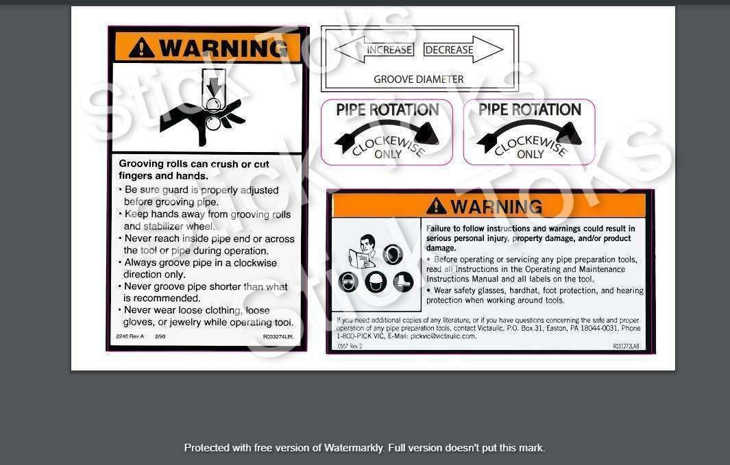 Victaulic VE-272 Partial replacement Decal Kit
