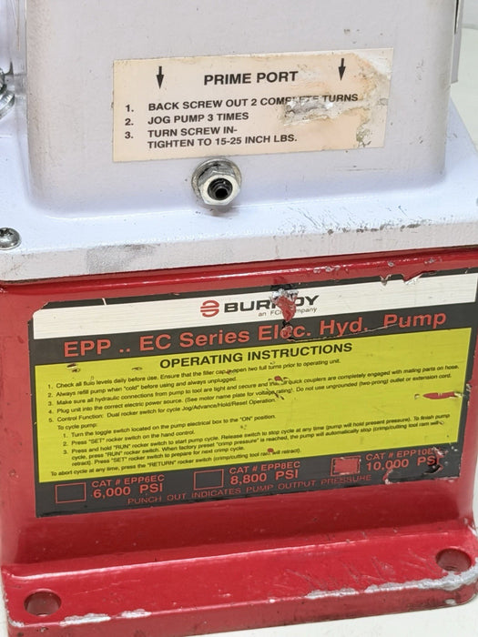 Burndy EPP-10EC Series Hyd Electric Pump 10k psi + Case & Hose Crimper Mint BG12