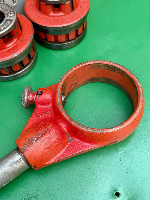 Ridgid 12-R Pipe Threader Die Head Set w/Case & Ratchet Head 12R  1/2" - 2" Dies