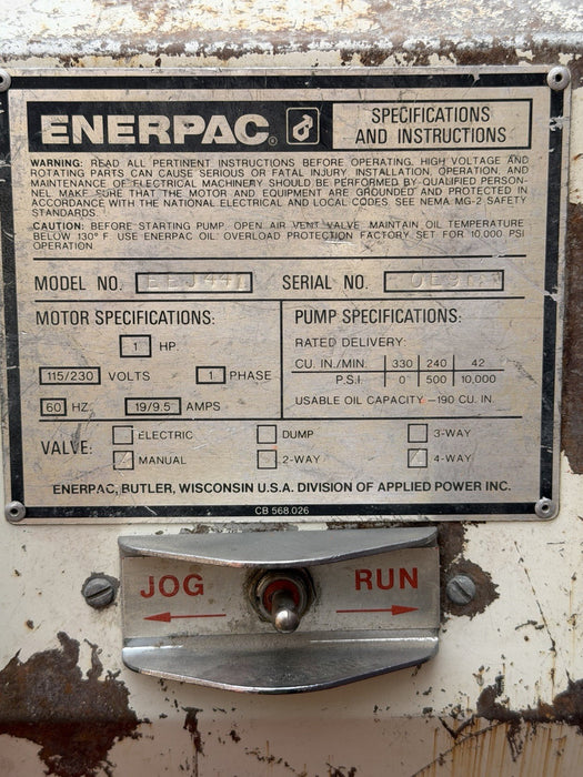 ENERPAC GB B-400 EEGOR 2-1/2-4" Hydraulic Pipe Bender + Pump  For EMT Rigid IMC
