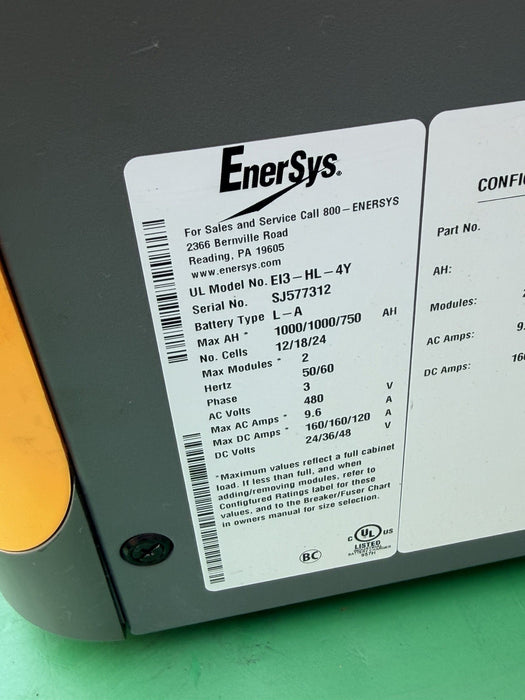 ENERSYS EI3-HL-4Y Enforcer IMPAQ Forklift Battery Charger 480V 3PH + Cables #19