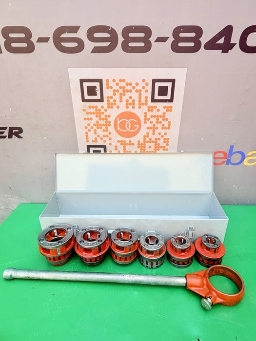Ridgid 12-R Pipe Threader Die Head Set w/Case & Ratchet Head 12R  1/2" - 2" Dies