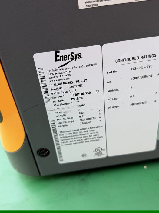 ENERSYS EI3-HL-4Y Enforcer IMPAQ Forklift Battery Charger 480V 3PH + Cables #18