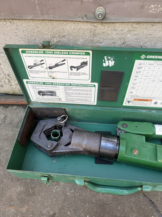 Greenlee 1990 Dieless Hydraulic Crimper with Carrying Case USA Made. Works Great