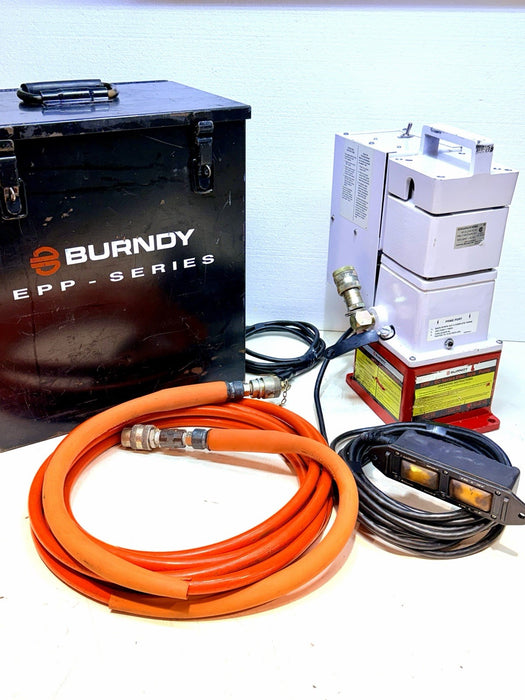Burndy EPP-10EC Series Hydraulic Electric Pump 10k Psi + Case & Hose Crimper BG7