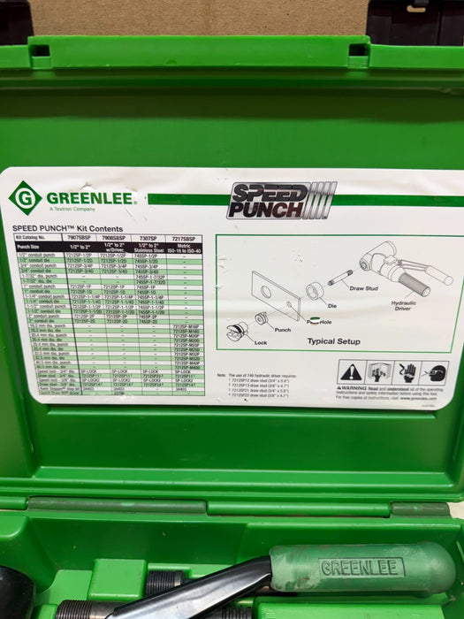 Greenlee 7907SB Hydraulic Knockout Punch Driver Kit NEW Hydraulic driver 1/2-2"