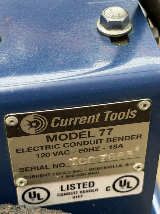 Current Tools 77 Electric Conduit Bender 1/2-2” Rigid Greenlee Single  Shoe Set