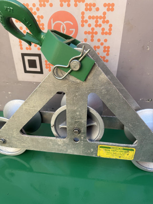 GREENLEE 6036 TRIPLE SHEAVE GUIDE FOR CABLE PULLER TUGGER  10/20/26