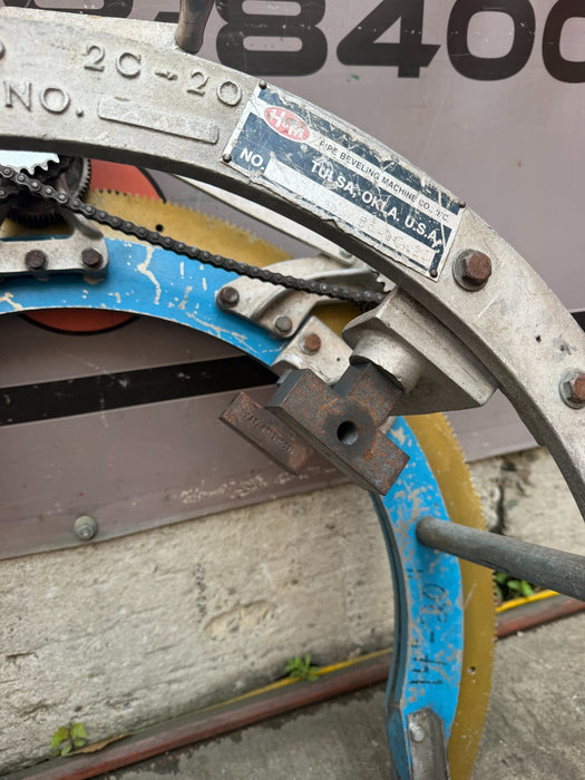 H & M Model #3 Aluminum Pipe Beveling Machine 12-20" - Missing Chain, New Torch