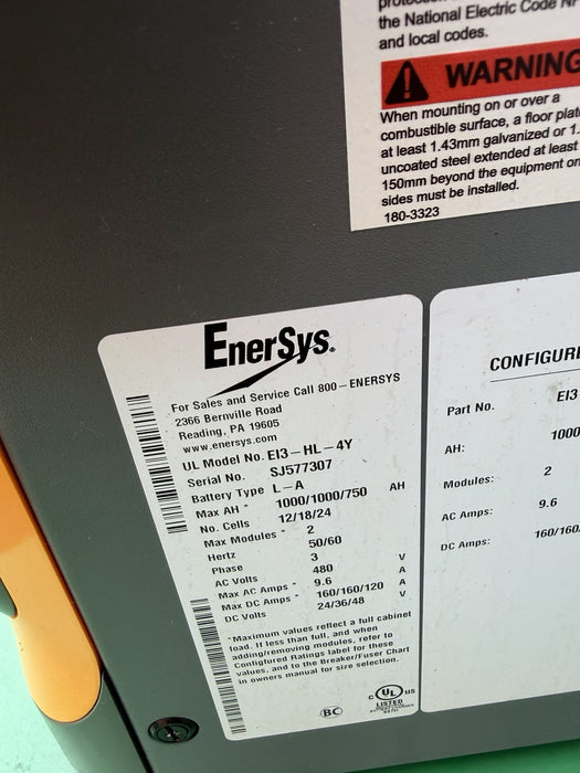 ENERSYS EI3-HL-4Y Enforcer IMPAQ Forklift Battery Charger 480V 3PH + Cables #17