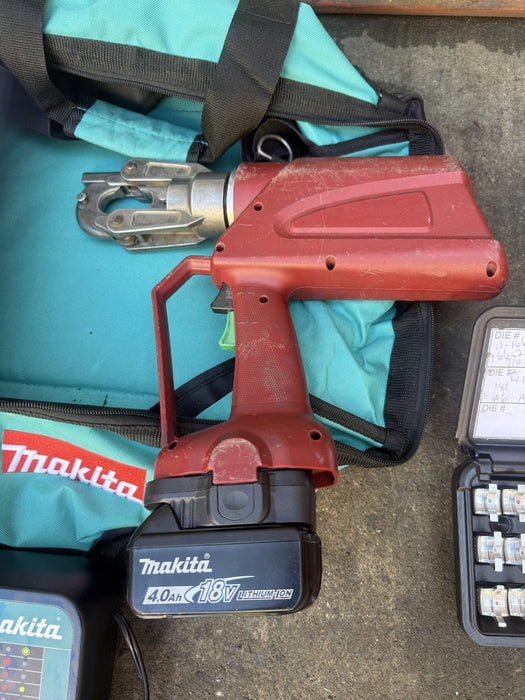 Burndy Patriot 6 ton Series 600 Cordless Electric Crimper  with Dies. Works Fine