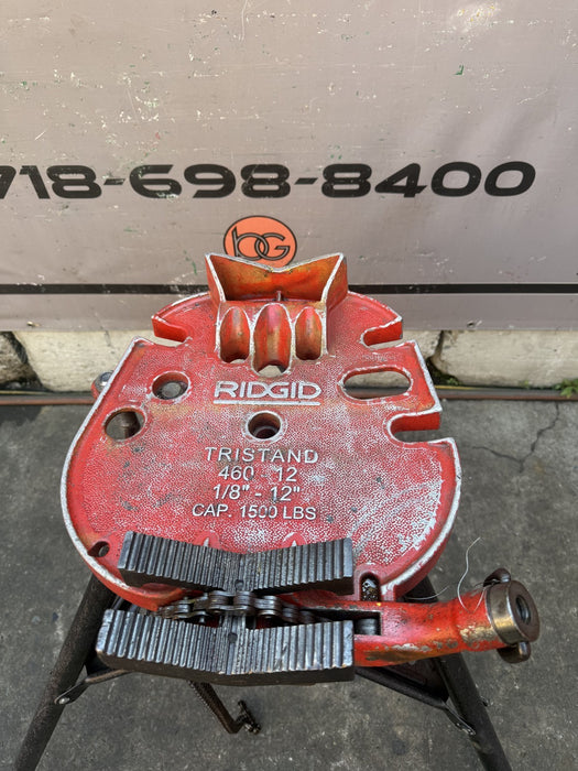 Ridgid 460 Tristand Portable Chain Pipe Vise 1/8" to 12" Tripod Stand.  NICE.