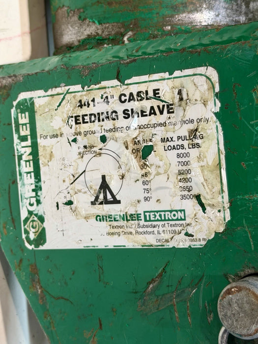 Greenlee 441 4 inch Feeding Sheave for Cable Tugger Puller