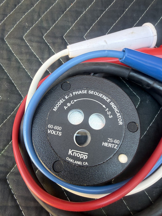 Knopp K-3 Phase Sequence Indicator, 60-600V With Case. Made in USA. Very nice #2