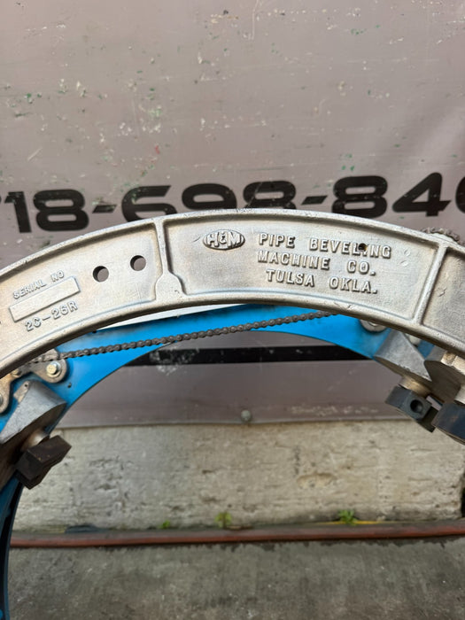H&M Model #4 C-26 Pipe Beveling Machine 20"-26" Pipe Capacity w/ Chain & Torch