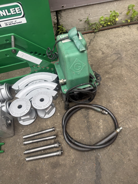 Greenlee 777  1 1/4 - 4 inch Rigid Hyd. Pipe Conduit Bender  Greenlee 975 Pump 3