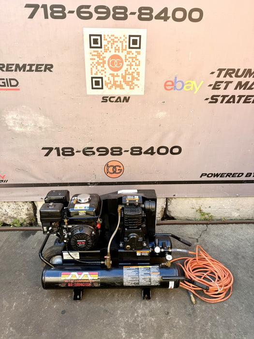 Mi-T-M AC1-PH55-08M 8 Gal Gas Air Compressor Honda GX 200, Belt Driven + Hose