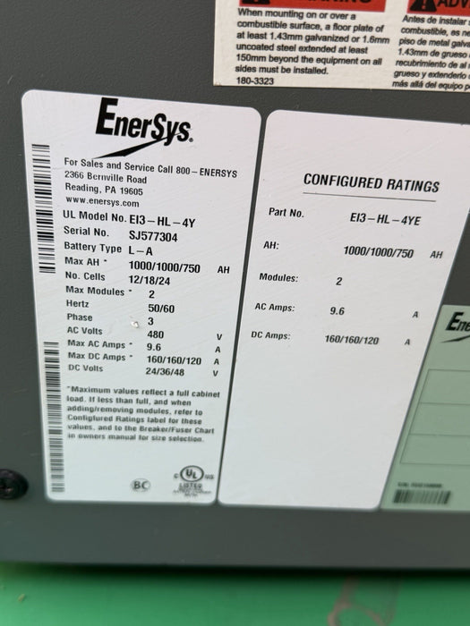 ENERSYS EI3-HL-4Y Enforcer IMPAQ Forklift Battery Charger 480V 3PH + Cables #5