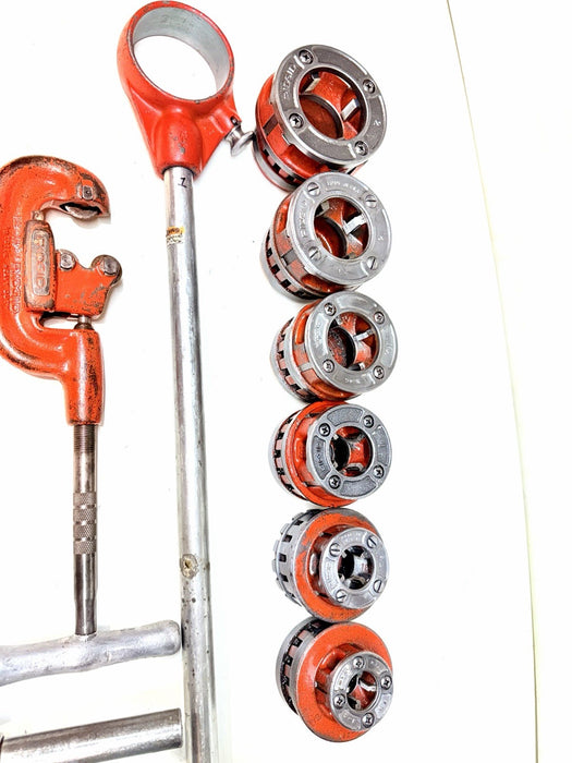 Ridgid 12-R 1/2" to 2" Pipe Threader Set Die Heads Ratchet Cutter Reamer 12R #1