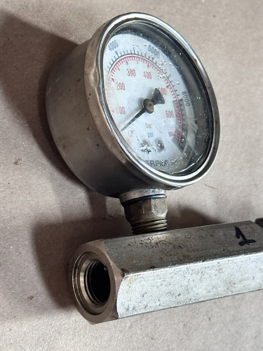 Enerpac 10,000 PSI Pressure Gauge with Enerpac Hydraulic Pressure Test Valve Kit