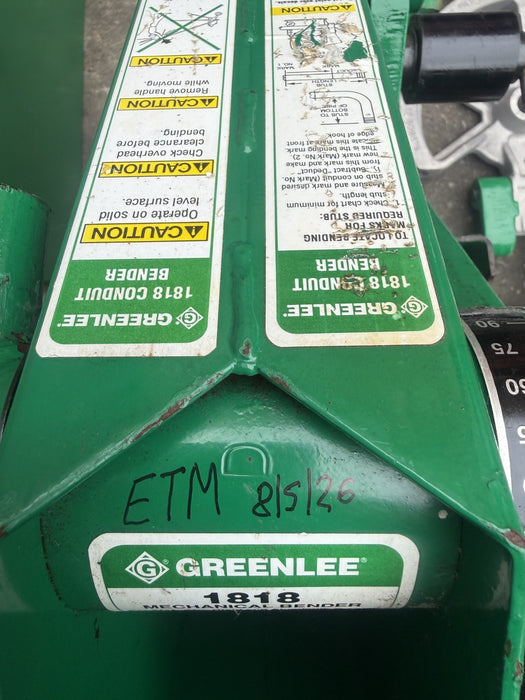 Greenlee 1818 Mechanical Pipe Bender 1/2"-2" RIGID EMT Conduit Chicago 5 Shoes
