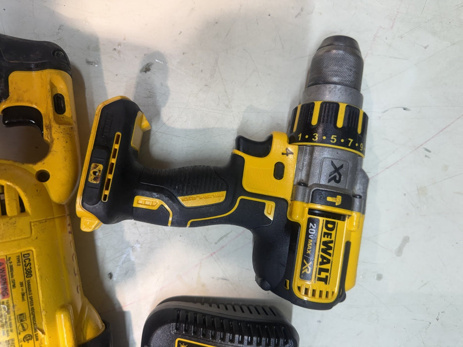 DEWALT DCS380 20V  Cordless Reciprocating Saw, DCD995 Hammer drill, DCB115 Charg