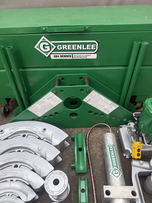 GREENLEE 884 Hydraulic Rigid IPS Bender 1-1/2 to 4 inch.  1802 Table.  960 Pump